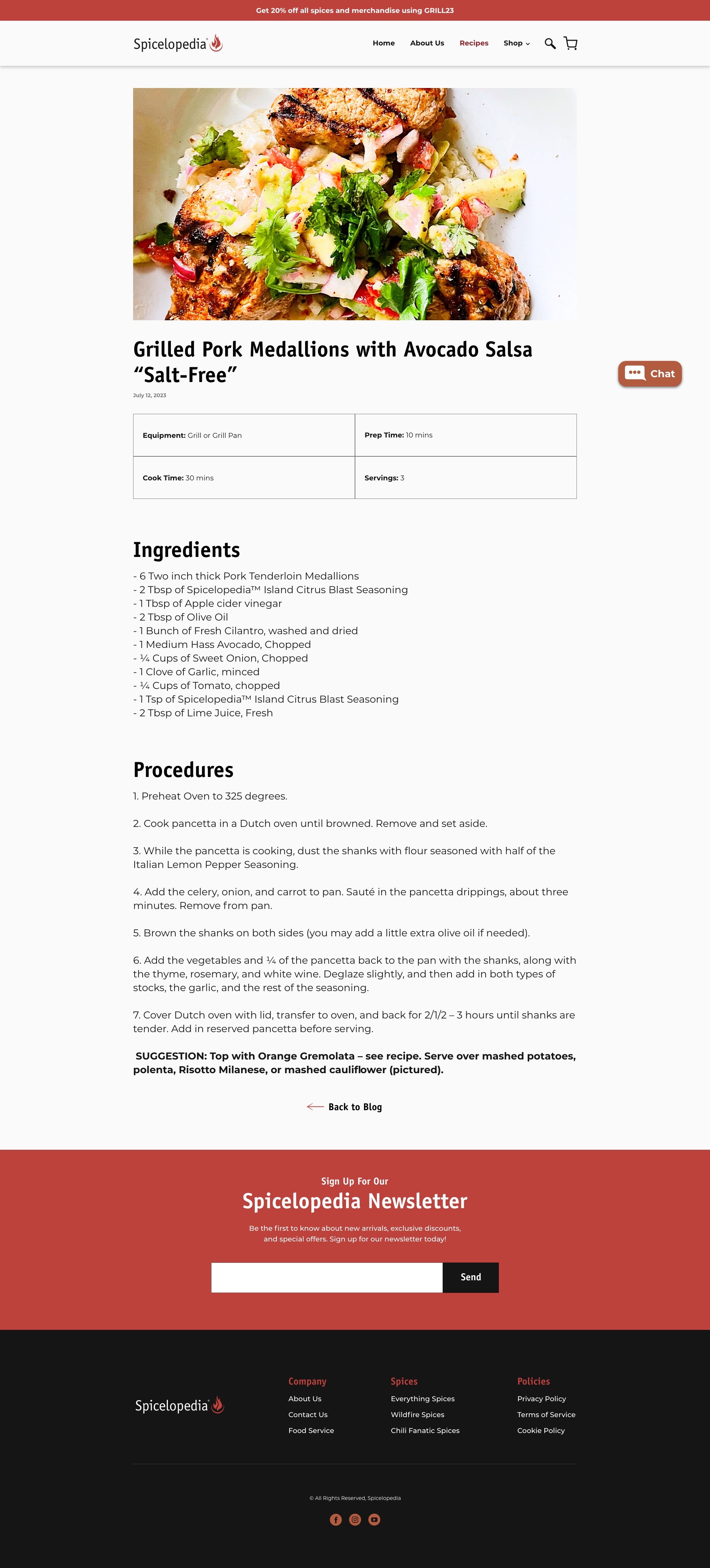 Recipes Template Page