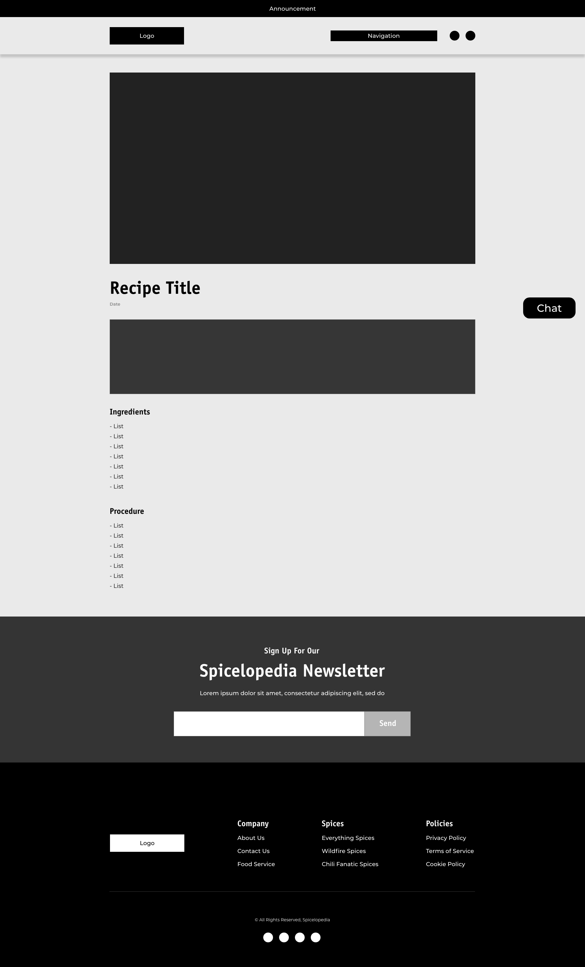 Recipe Template Page